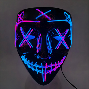 LED Halloween Rave Party Mask Neon Iron Man Helmet Flashing Mask Cosplay Costume Cross dress Festival Masquerade Carnival Party