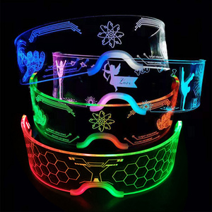 Neon Party Luminous LED Sunglasses Light Up Foldable Rave Glasses Glow Flashing Visor Glasses For Bar Club Halloween