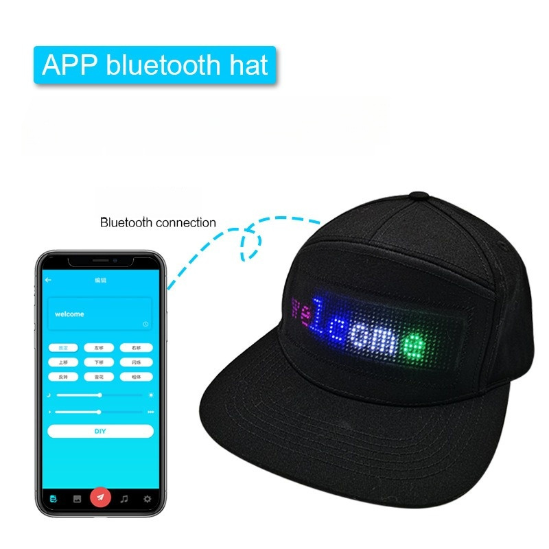 High Brightness APP Controlled Programmable Rave Hat Bluetooth Message Display baseball Hat For Party Christmas Halloween