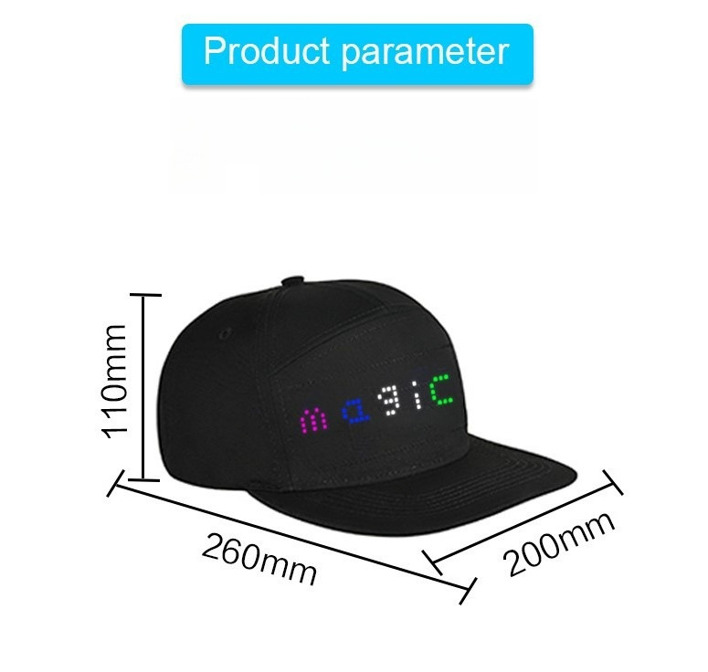 High Brightness APP Controlled Programmable Rave Hat Bluetooth Message Display baseball Hat For Party Christmas Halloween