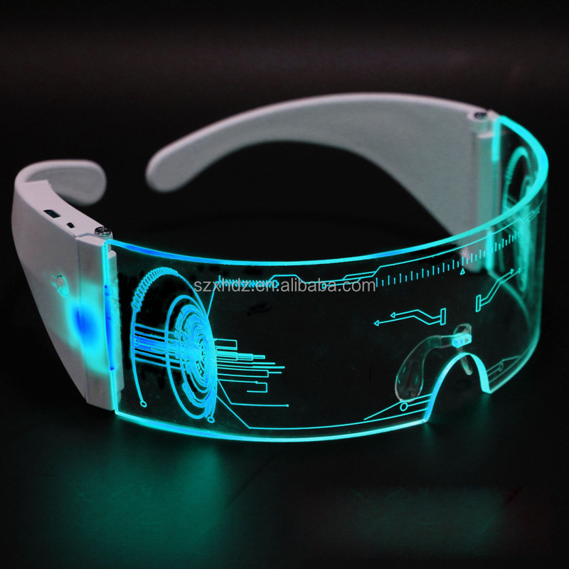 Neon Party Luminous LED Sunglasses Light Up Foldable Rave Glasses Glow Flashing Visor Glasses For Bar Club Halloween