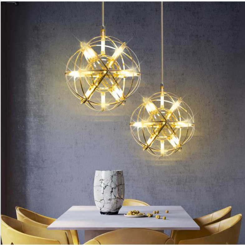 Luxury decorative for Hotel Hall Firework Stainless Steel Large sparkle ball led gold chrome chandelier pendant Fixtures lamps