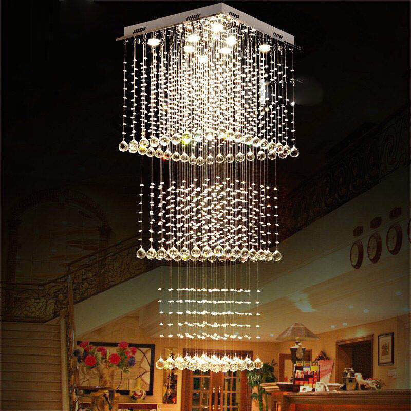 Modern K9 Crystal Spral Raindrop Chandelier Lighting Flush Mount LED Ceiling Light Fixture Pendant Lamp for Dining Room Bathroom