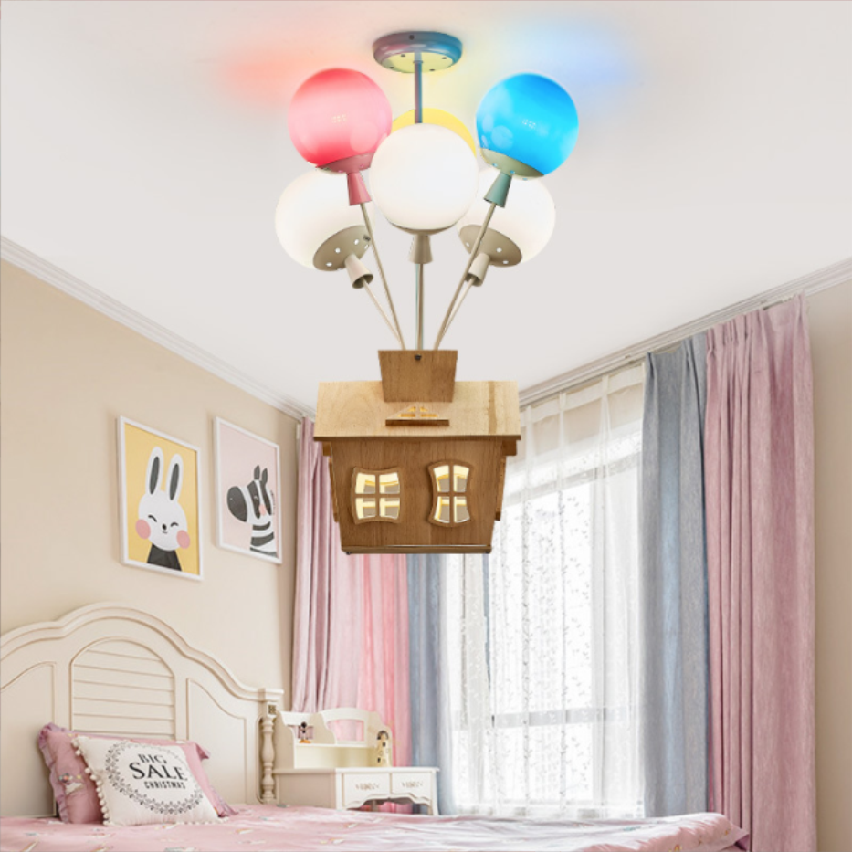 Colourful balloon flying room baby lamp ceiling lights kids chandelier for kids room