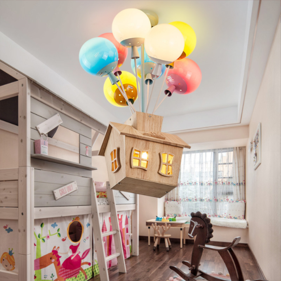 Colourful balloon flying room baby lamp ceiling lights kids chandelier for kids room