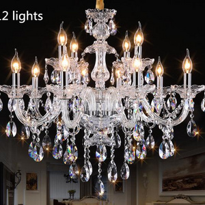 Traditional 12 bulbs clear cristal ceiling light chandelier luxury