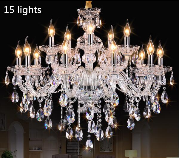 Traditional 12 bulbs clear cristal ceiling light chandelier luxury