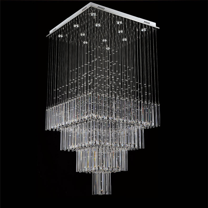 High Quality Luxury Lighting Rectangular K9 Crystal Raindrop Modern Chandelier Pendant