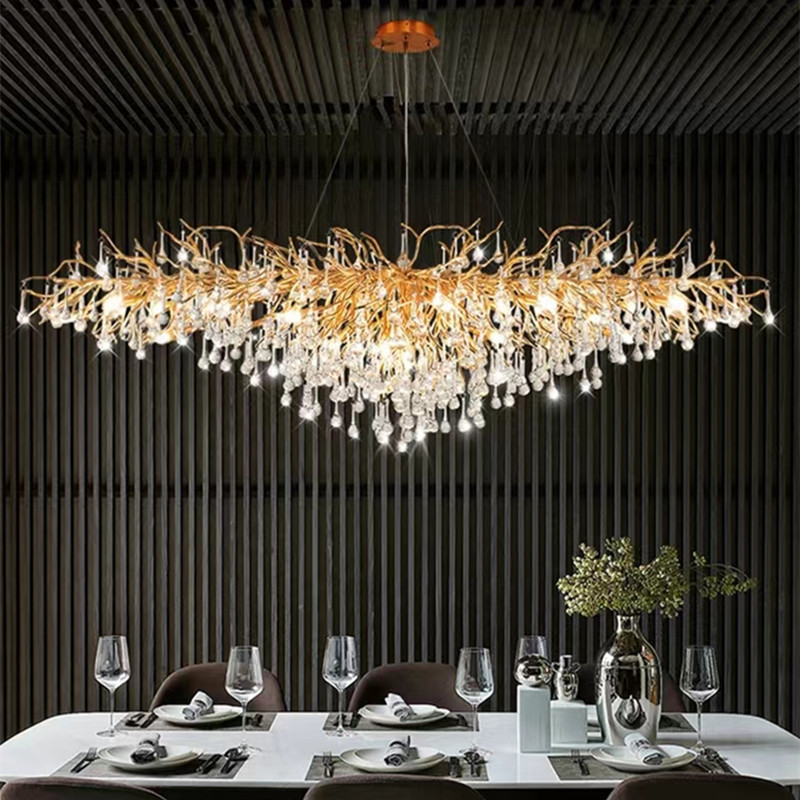 Luxury modern factory simple villa dinner room hanging led restaurant hotel crystal chandelier lights