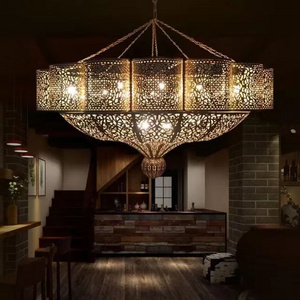 Wholesale Moroccan hollow copper hanging decorative hotel chandelier light fixture