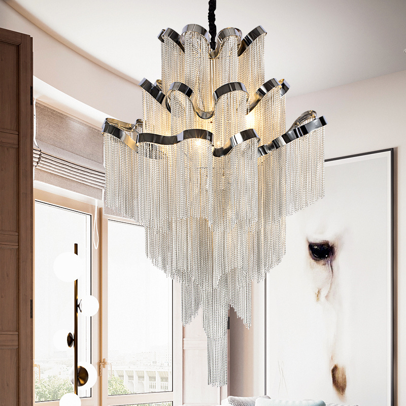 Luxury aluminum chain chandelier lighting decorative