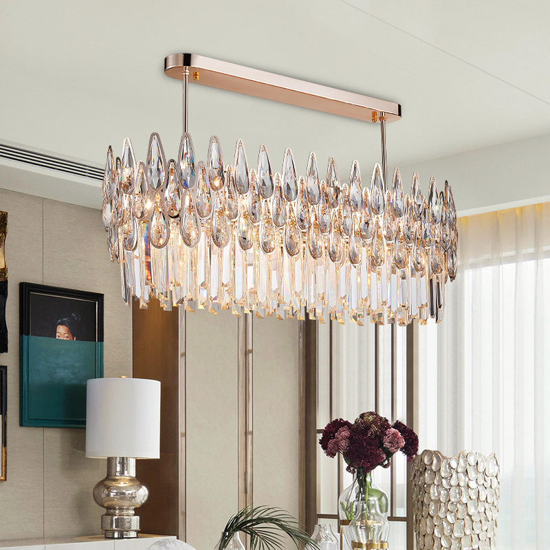 Factory square crystal chandelier luxury modern hanging lights for kitchen lamp chandelier