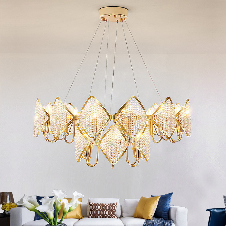 Hanging Crystal Lighting Fixtures Modern Zhongshan Pendant Light For Living Room Dining Room