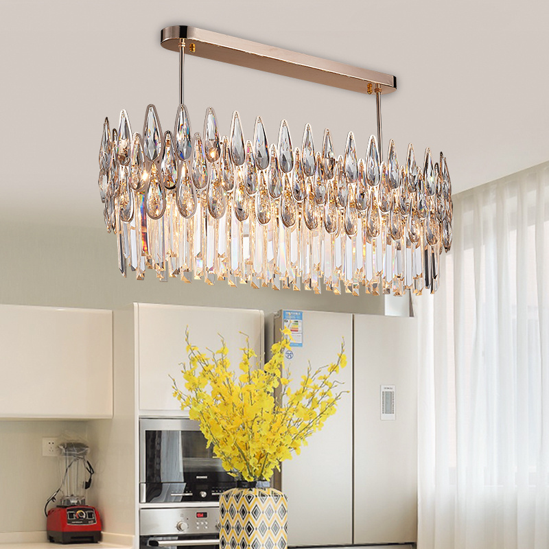 Factory square crystal chandelier luxury modern hanging lights for kitchen lamp chandelier