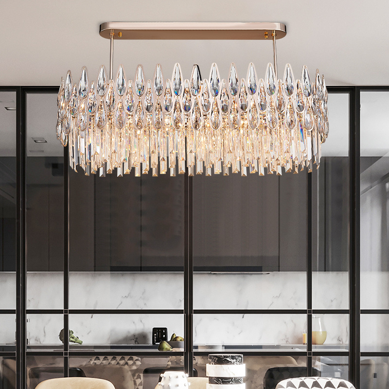 Factory square crystal chandelier luxury modern hanging lights for kitchen lamp chandelier