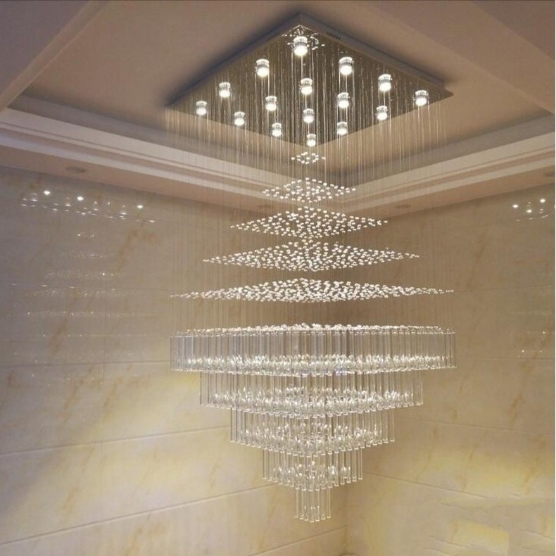 High Quality Luxury Lighting Rectangular K9 Crystal Raindrop Modern Chandelier Pendant