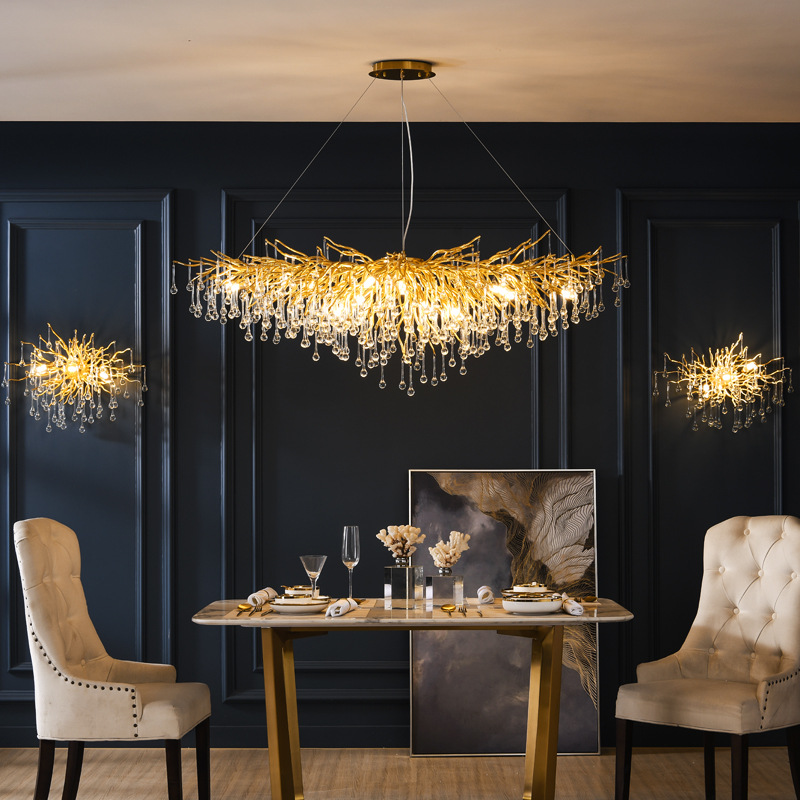 Luxury modern factory simple villa dinner room hanging led restaurant hotel crystal chandelier lights