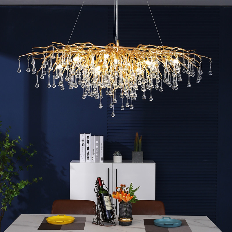 Luxury modern factory simple villa dinner room hanging led restaurant hotel crystal chandelier lights