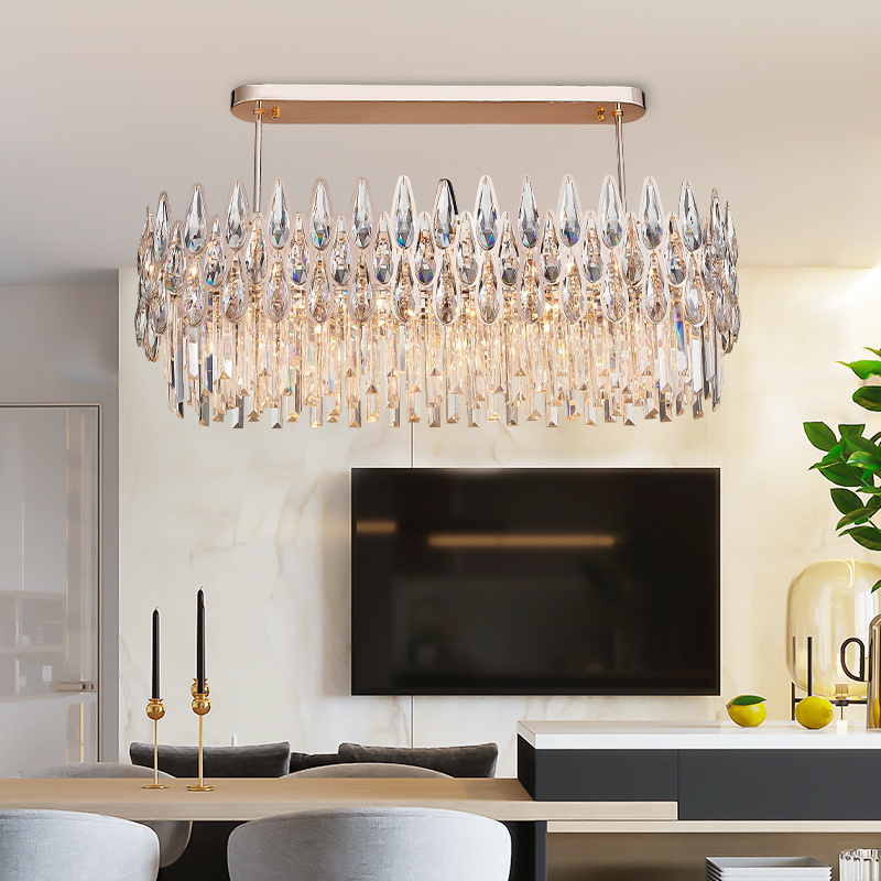 Factory square crystal chandelier luxury modern hanging lights for kitchen lamp chandelier