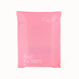 Custom Eco Friendly Biodegradable Packaging Printed Compostable Padded Envelopes Cute Large Pink Bubble Mailer Shipping Bags