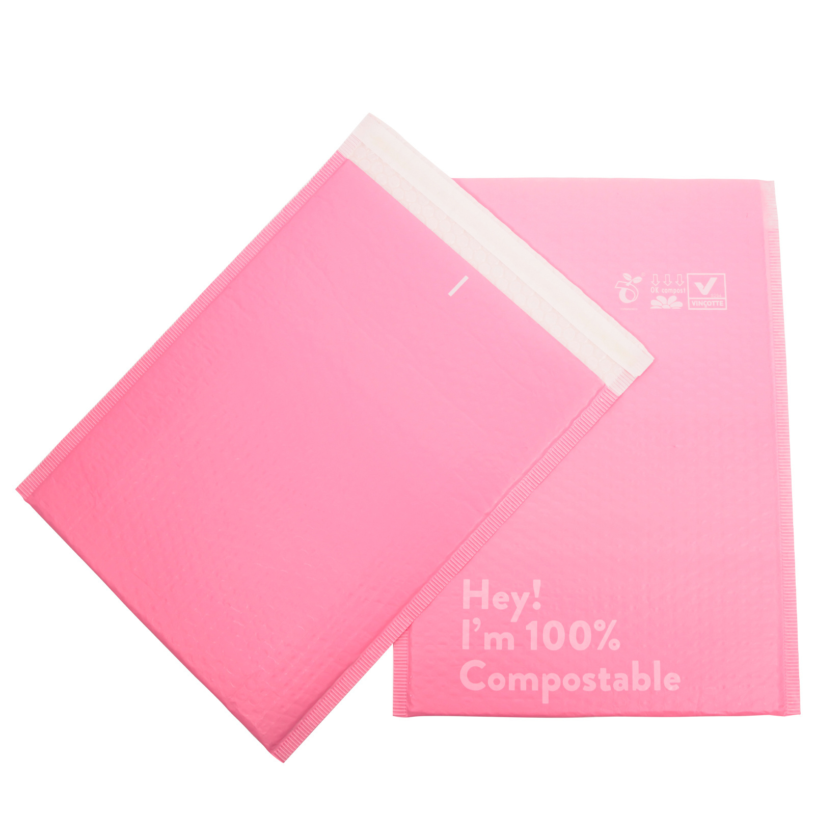 Custom Eco Friendly Biodegradable Packaging Printed Compostable Padded Envelopes Cute Large Pink Bubble Mailer Shipping Bags