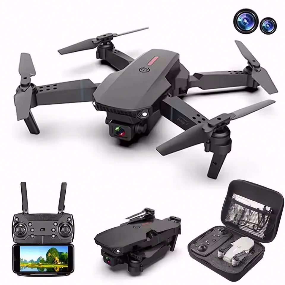 Drone E88 E88 WiFi FPV Drone With Dual 4K HD Camera And Wide-Angle Live Video Drone Mini E88