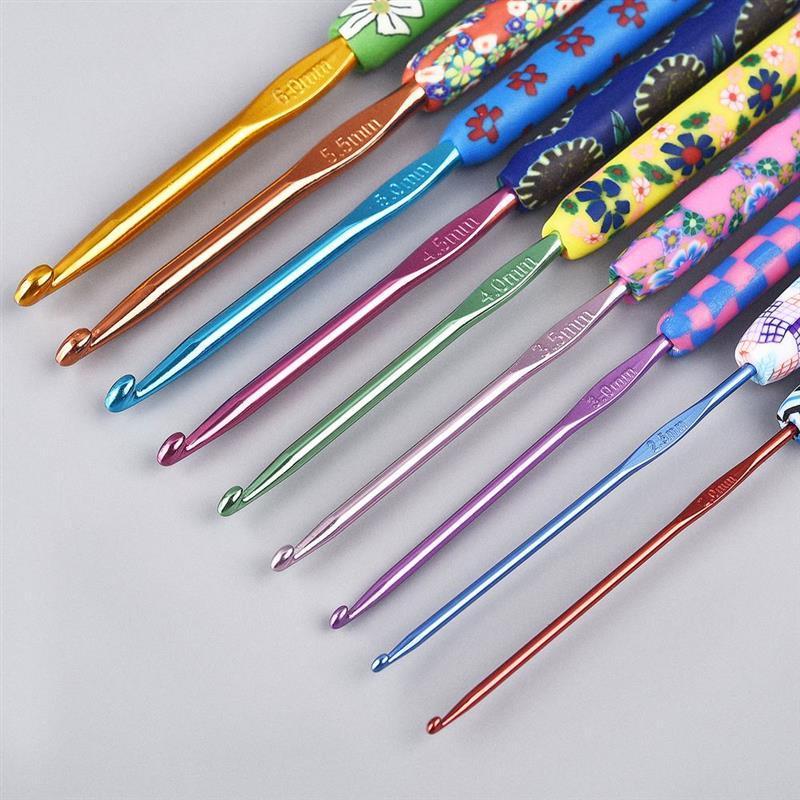 9pcs/Set Colorful Ceramic Handle Alumina Crochet Hooks Knitting Needles Sewing Crochet for Weave Sewing Needles Handmade Tool