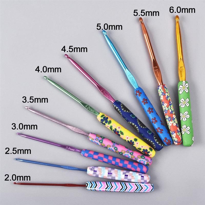 9pcs/Set Colorful Ceramic Handle Alumina Crochet Hooks Knitting Needles Sewing Crochet for Weave Sewing Needles Handmade Tool