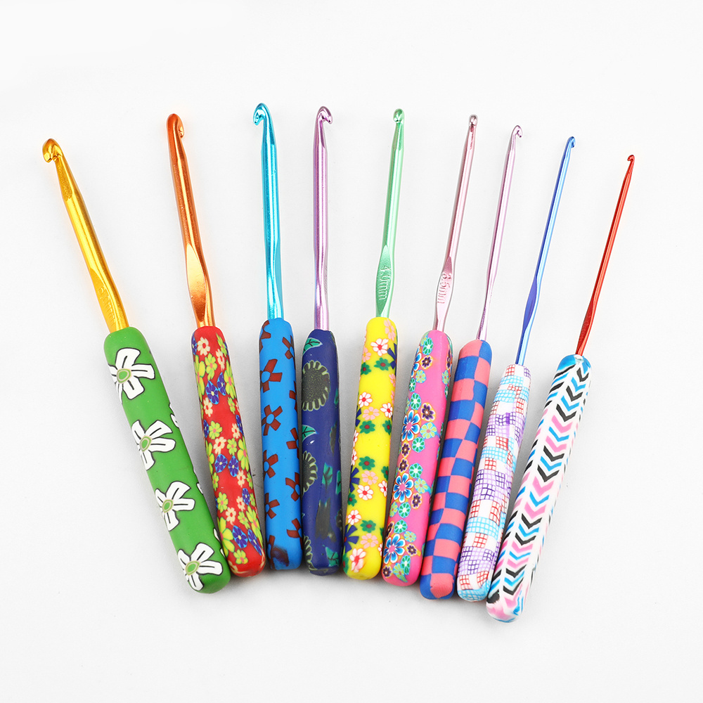 9pcs/Set Colorful Ceramic Handle Alumina Crochet Hooks Knitting Needles Sewing Crochet for Weave Sewing Needles Handmade Tool