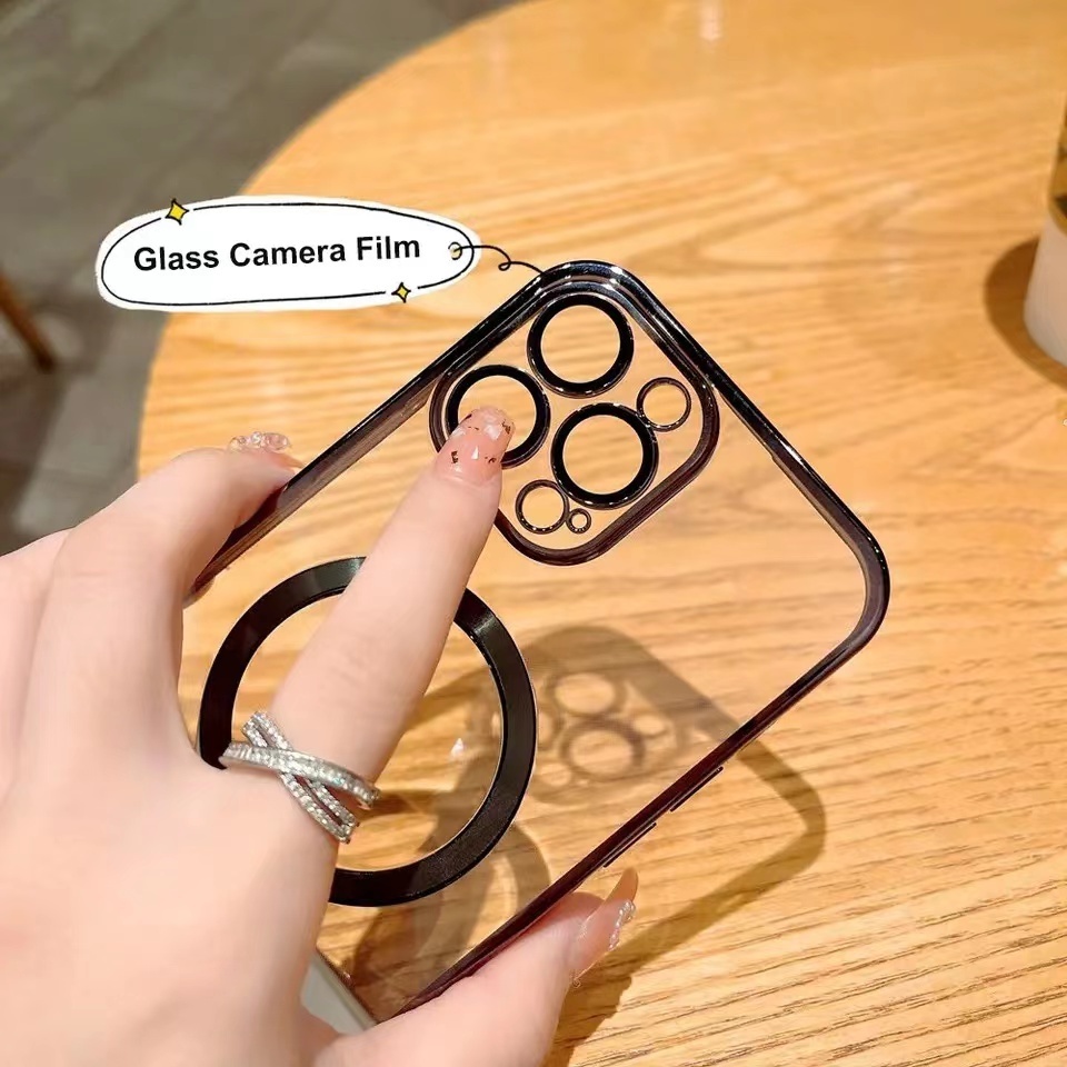 New Luxury Soft Full Protective Cover With Lens Protection Clear Magnetic Cell Phone Cases For iPhone 15 14 13 12 11 Pro Max