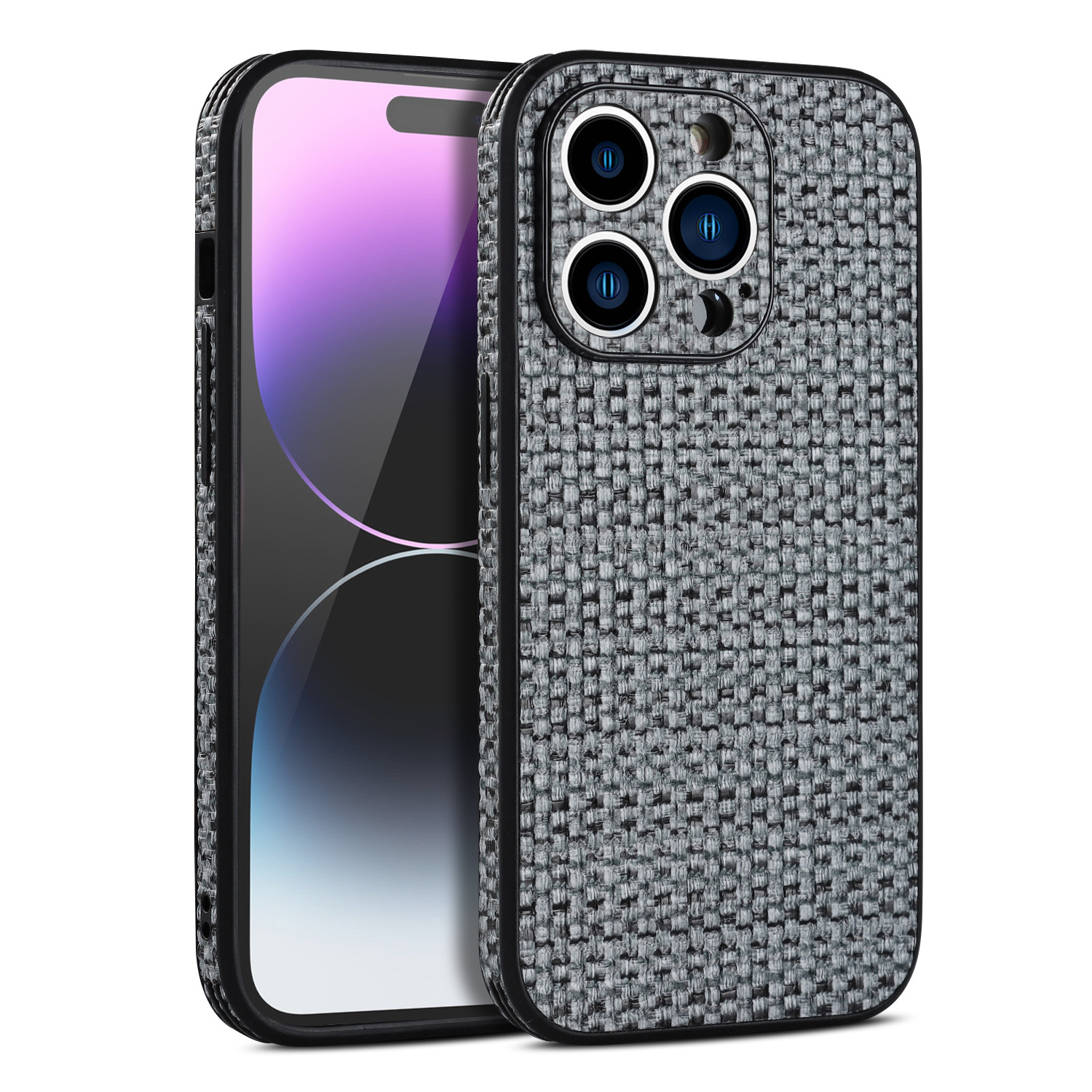 Candy Color Plaid Weave Fabric Mobile Phone Case For iPhone 15 14 13 12 11 Pro Max Winter Shockproof Silicone Protection Cover