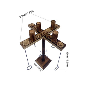 Hooks Ring Toss Game For Adults 4 Player Tik Tok Toy Hook And Ring Toss Battle Game,Handmade Wooden Loop Throwing Hooks