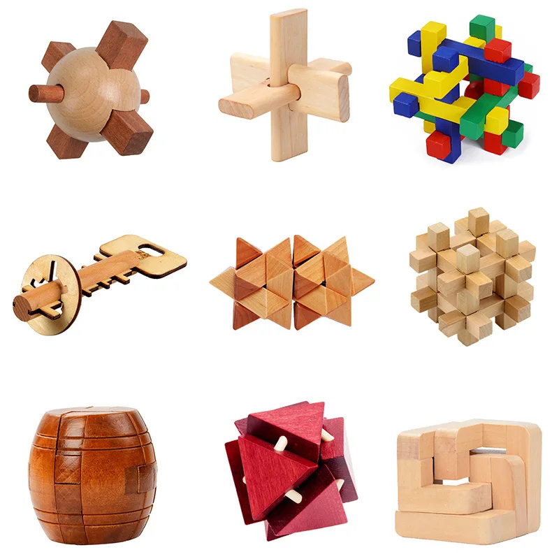 Classic 3d Wooden Puzzle Magic Cubes Kongming Lock Iq Mind Brain Teaser Bamboo Puzzles Game For Adults Children Kids