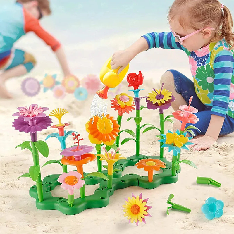 Flower Garden Building Toys Stem Educational Toy Take Apart Stacking Game Gardening Pretend Play Set For Kids