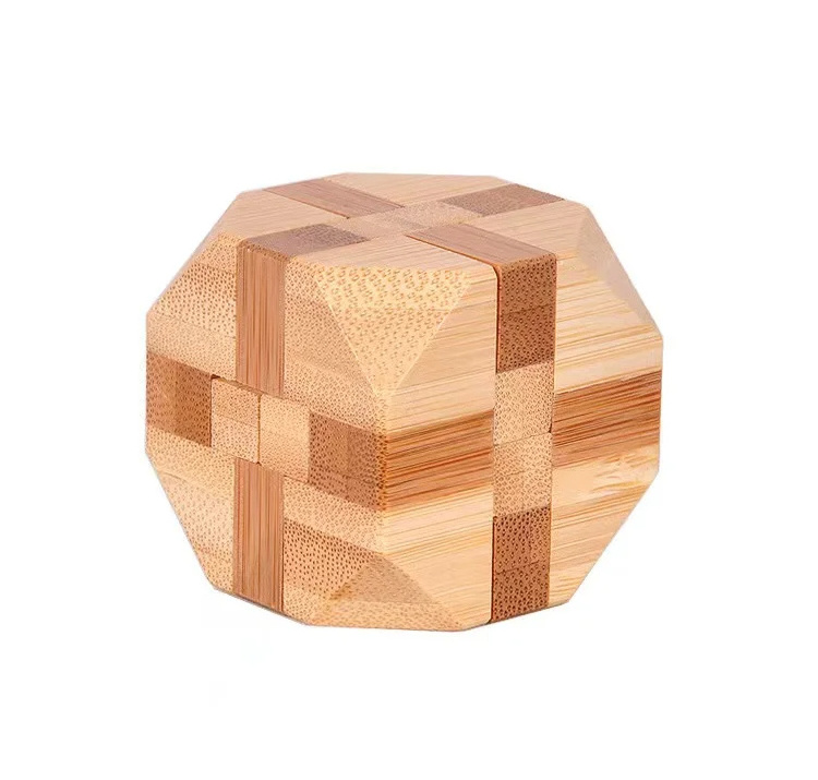 Hot Selling Bamboo Educational Toys Lu Ban Lock 3d Puzzle Game Bamboo Puzzle