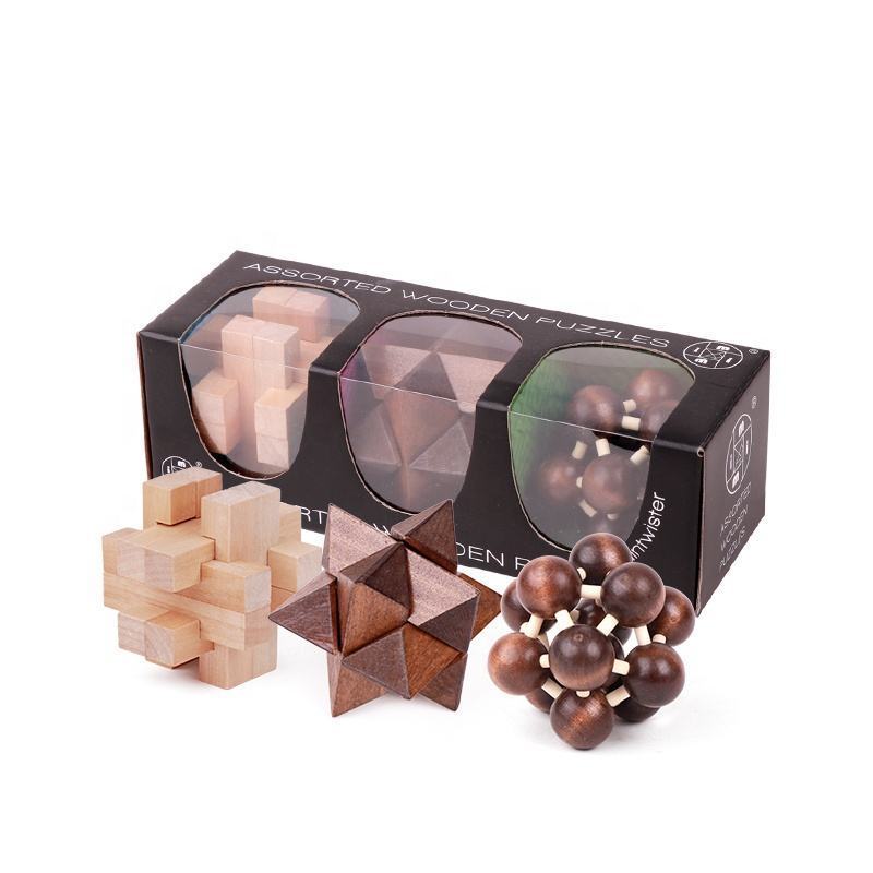 Wooden Puzzles Games Burr Puzzles Jigsaw Lock 3d Handmade Brain Teaser Intellectual Educational Toys For Kids Adults