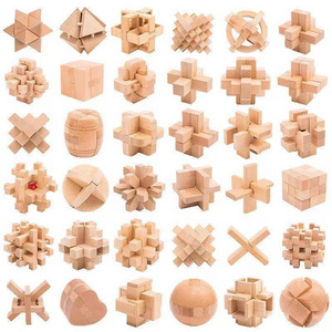 Wooden Puzzles Games Burr Puzzles Jigsaw Lock 3d Handmade Brain Teaser Intellectual Educational Toys For Kids Adults