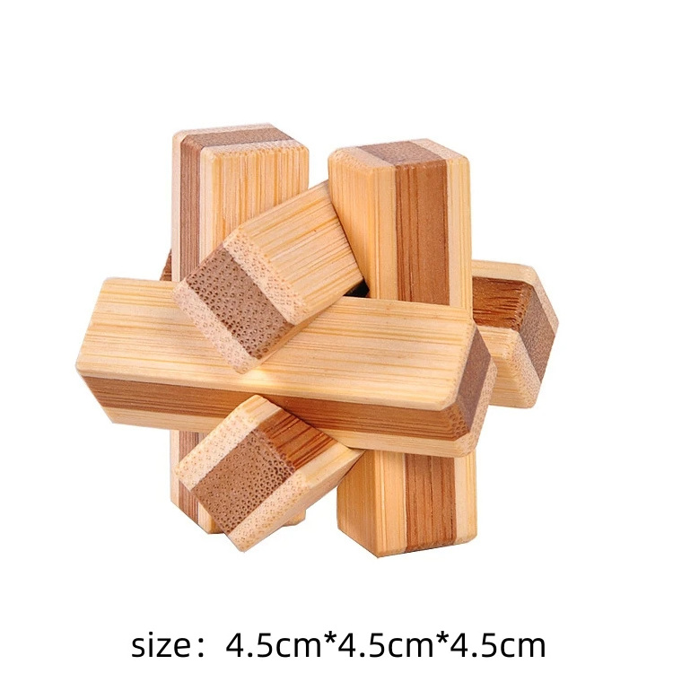 Small Bamboo Intelligence Toys Burr Puzzle Burr Puzzle Ball Jigsaw Puzzle Cube Lock Fourteen-sided Jupiter Lock Wine Barrel