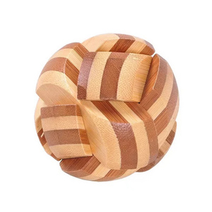 Small Bamboo Intelligence Toys Burr Puzzle Burr Puzzle Ball Jigsaw Puzzle Cube Lock Fourteen-sided Jupiter Lock Wine Barrel