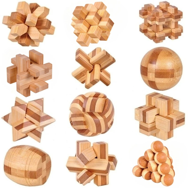 Bamboo Puzzle Intelligence Toys Bamboo Jupiter Lock Wine Barrel Lock Wooden Brain Teaser