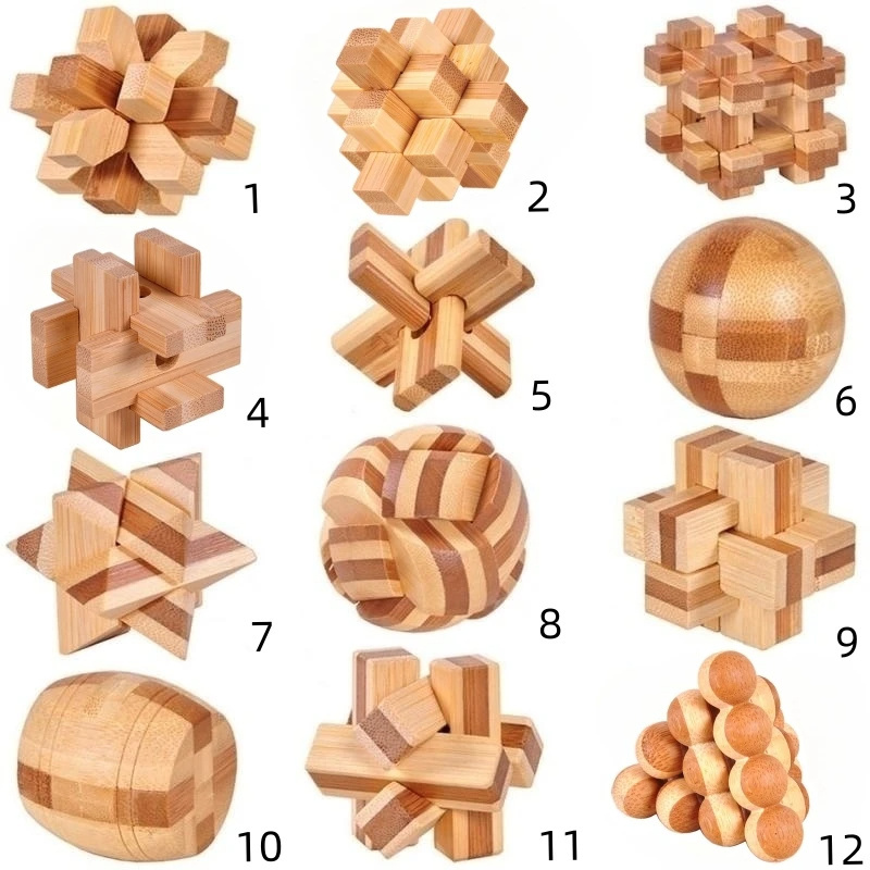 Small Bamboo Intelligence Toys Burr Puzzle Burr Puzzle Ball Jigsaw Puzzle Cube Lock Fourteen-sided Jupiter Lock Wine Barrel