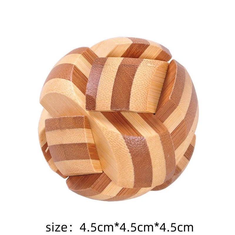 Small Bamboo Intelligence Toys Burr Puzzle Burr Puzzle Ball Jigsaw Puzzle Cube Lock Fourteen-sided Jupiter Lock Wine Barrel