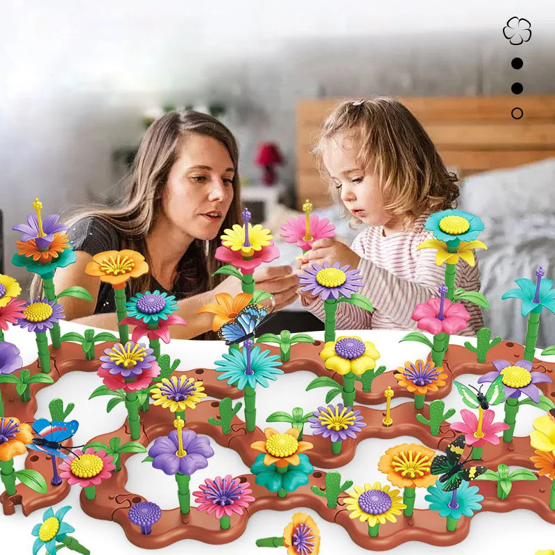 Flower Garden Building Toys Stem Educational Toy Take Apart Stacking Game Gardening Pretend Play Set For Kids