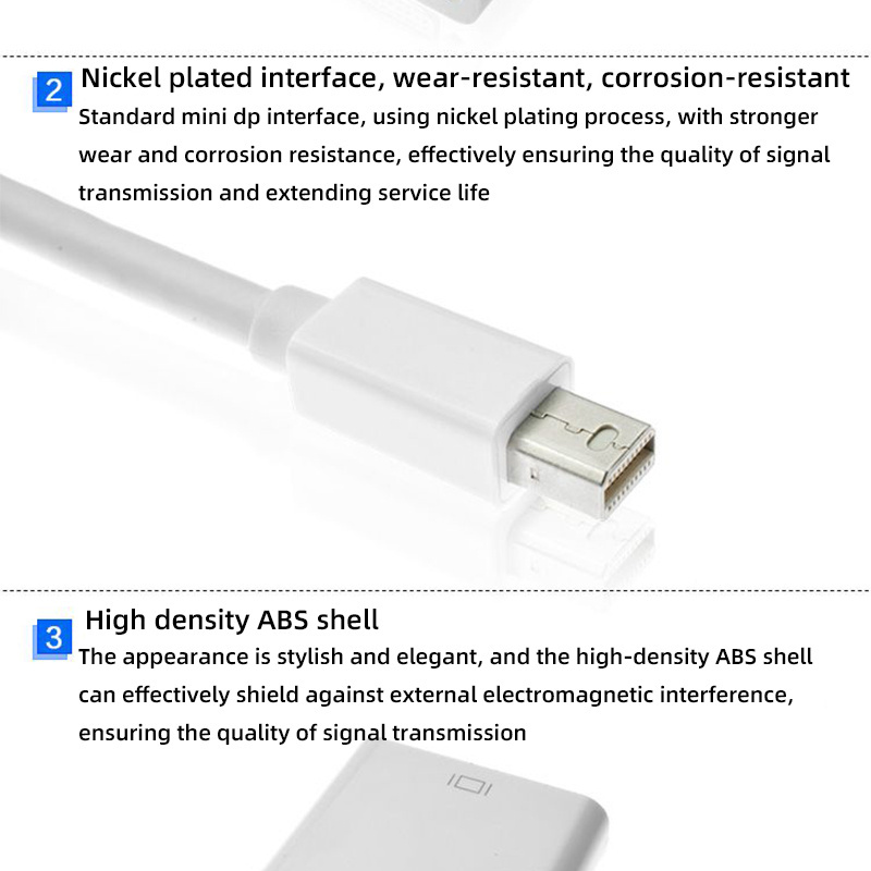 Mini display port to DVI High-definition Cable Mini Dp to Dvi 24+5 Converter adapter female PVC Metal Polybag White Copper ABS