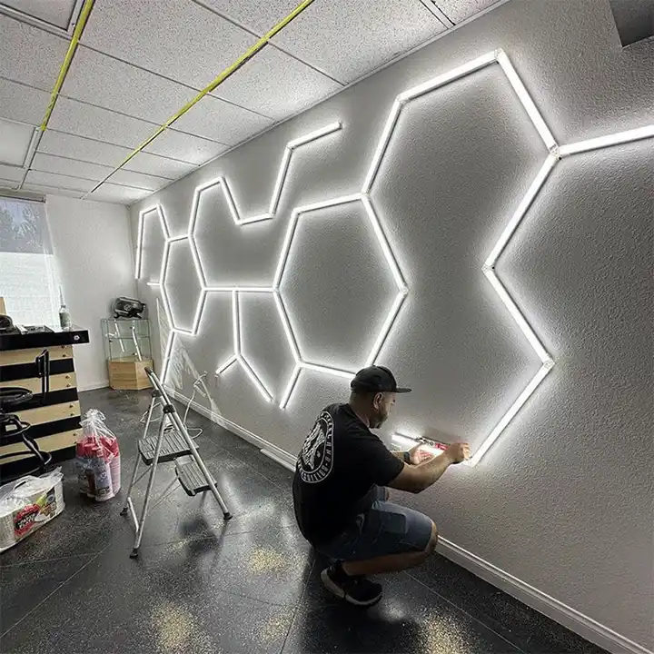 Hexagon Workshop Lights Led For Car Shop And Garage honeycomb lights Led hexagon Work Garage Light Ceiling