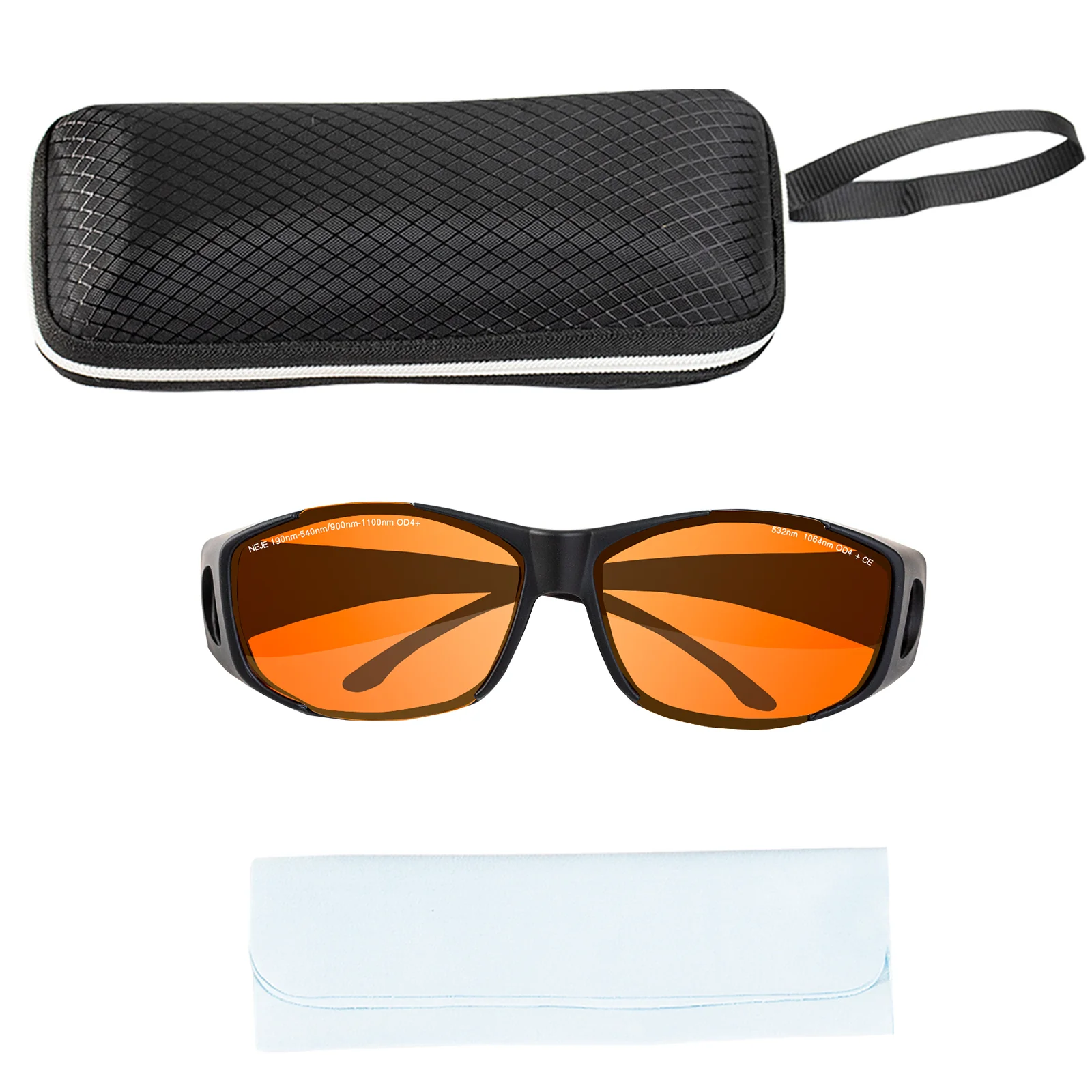 NEJE OD 4+ 190nm-540nm/900nm-1100nm Wavelength UV/Purple and Blue Laser Safety Glasses (Orange)