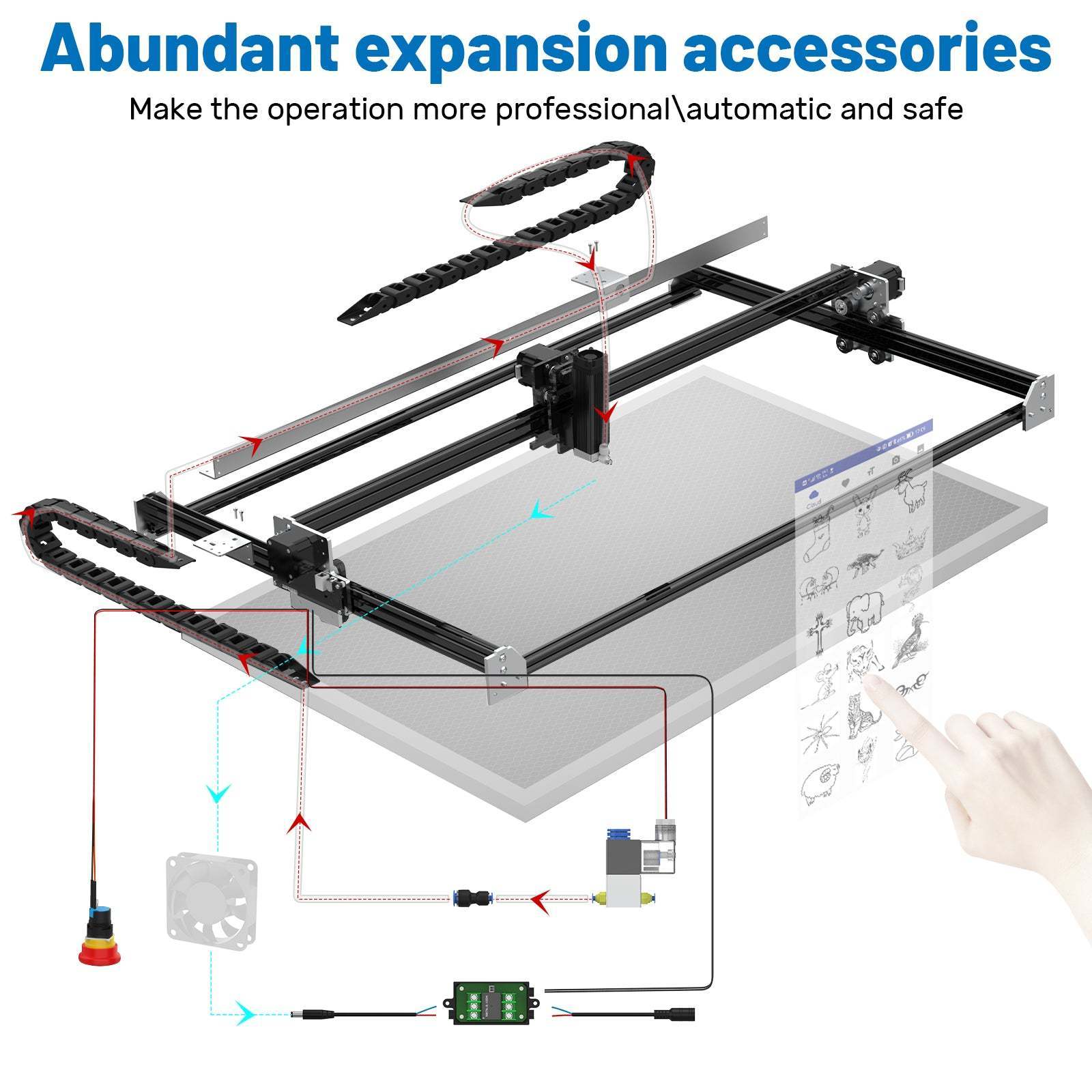 NEJE 3 A40630 50w Lazer Printer 81*46cm Laser Engraving Machine with Y-axis Rotary Roller For Cans Eggs Cylinders Bottle Cup