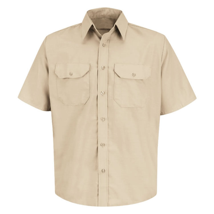 Factory Supply Men Button Up Khaki Twill Work Shirt With Logo