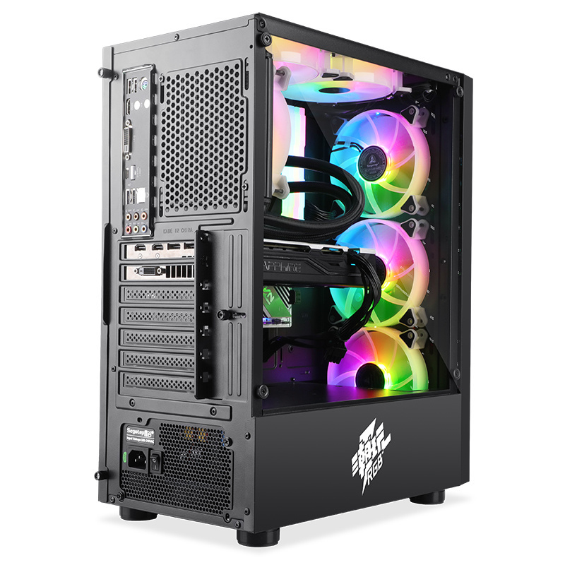 Best price Customized   Desktop Case Chassis Horizontal Computer Gaming Case glass  transparent Case