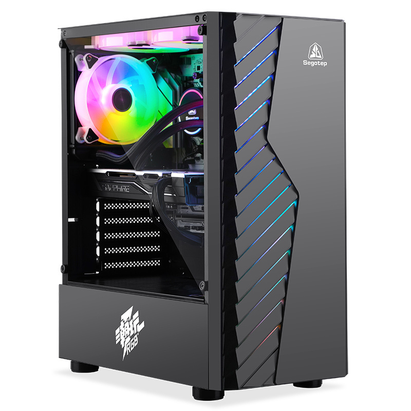 Best price Customized   Desktop Case Chassis Horizontal Computer Gaming Case glass  transparent Case